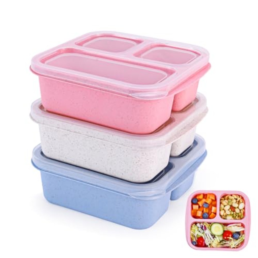 Snack Container Travel - Bento Box [Portion Size], 3 Pack