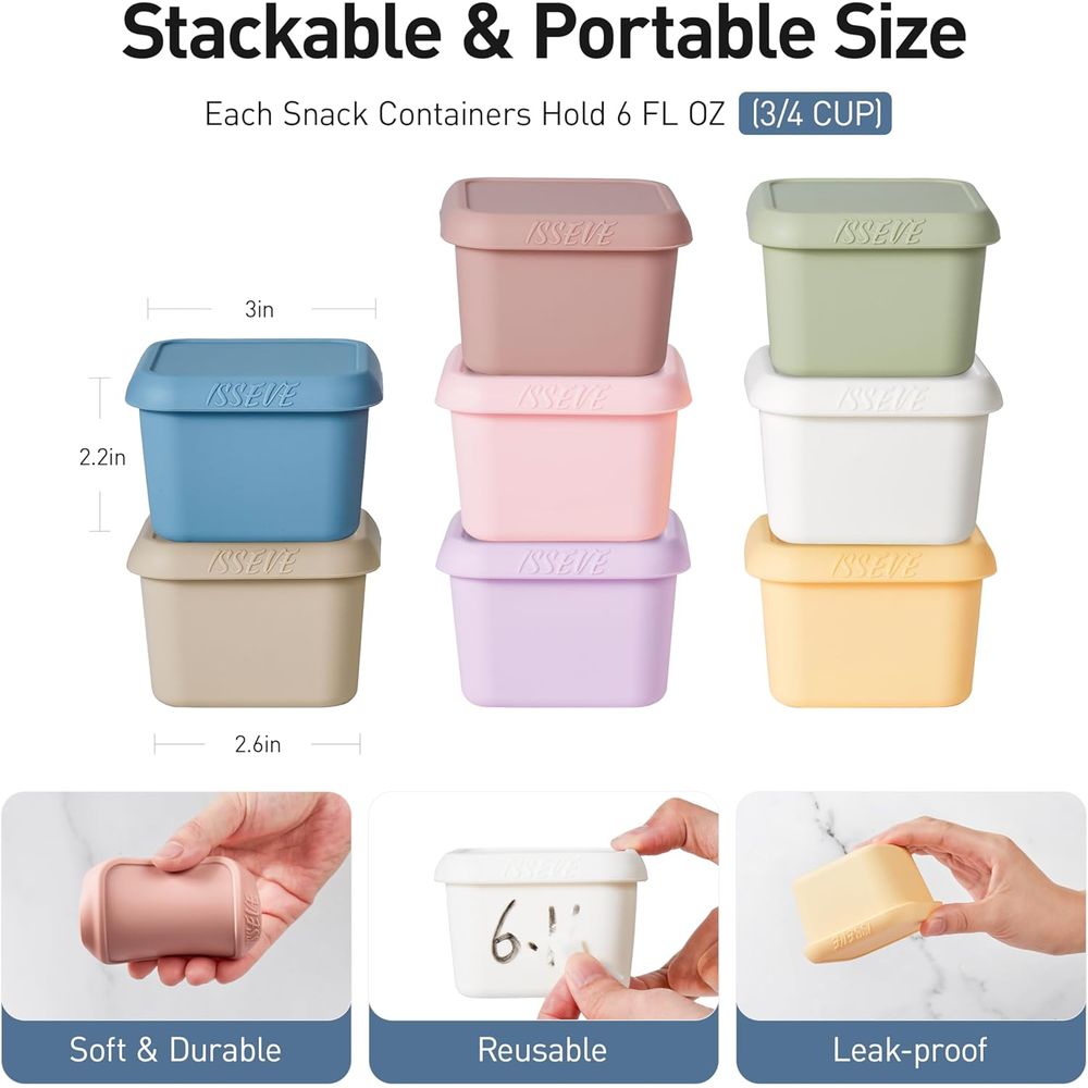 8 Pack 6oz Leakproof Stackable - Snack Container Travel incelemesi ve fiyatı